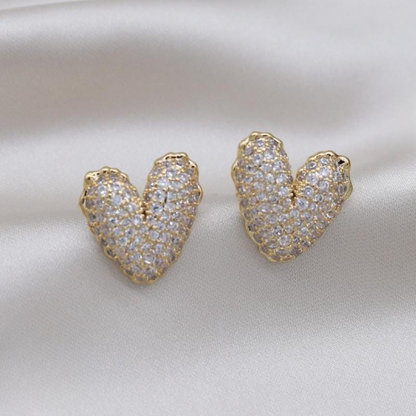 Elegant Heart Zircon Earrings