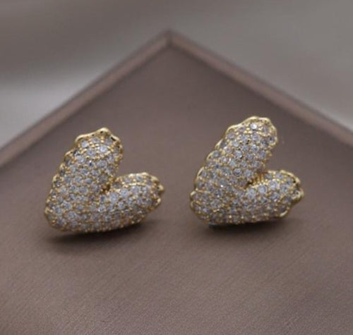 Elegant Heart Zircon Earrings