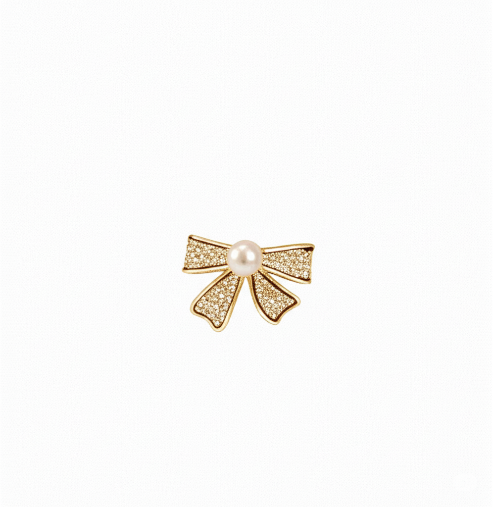 Korean Pearl Bow Earrings | Golden
