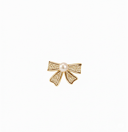 Korean Pearl Bow Earrings | Golden