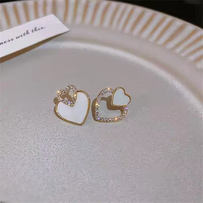 Heart Zircon Stud Earrings | Black