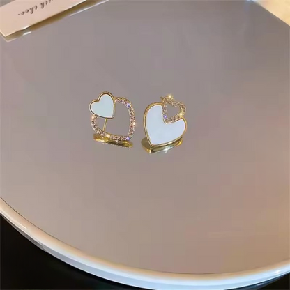 Heart Zircon Stud Earrings | Black
