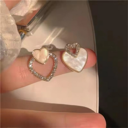 Heart Zircon Stud Earrings | Black